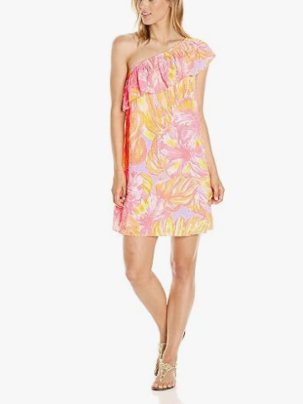 Lilly Pulitzer One Shoulder Emmeline Mini Dress Sun Splashed Women’s Size Small